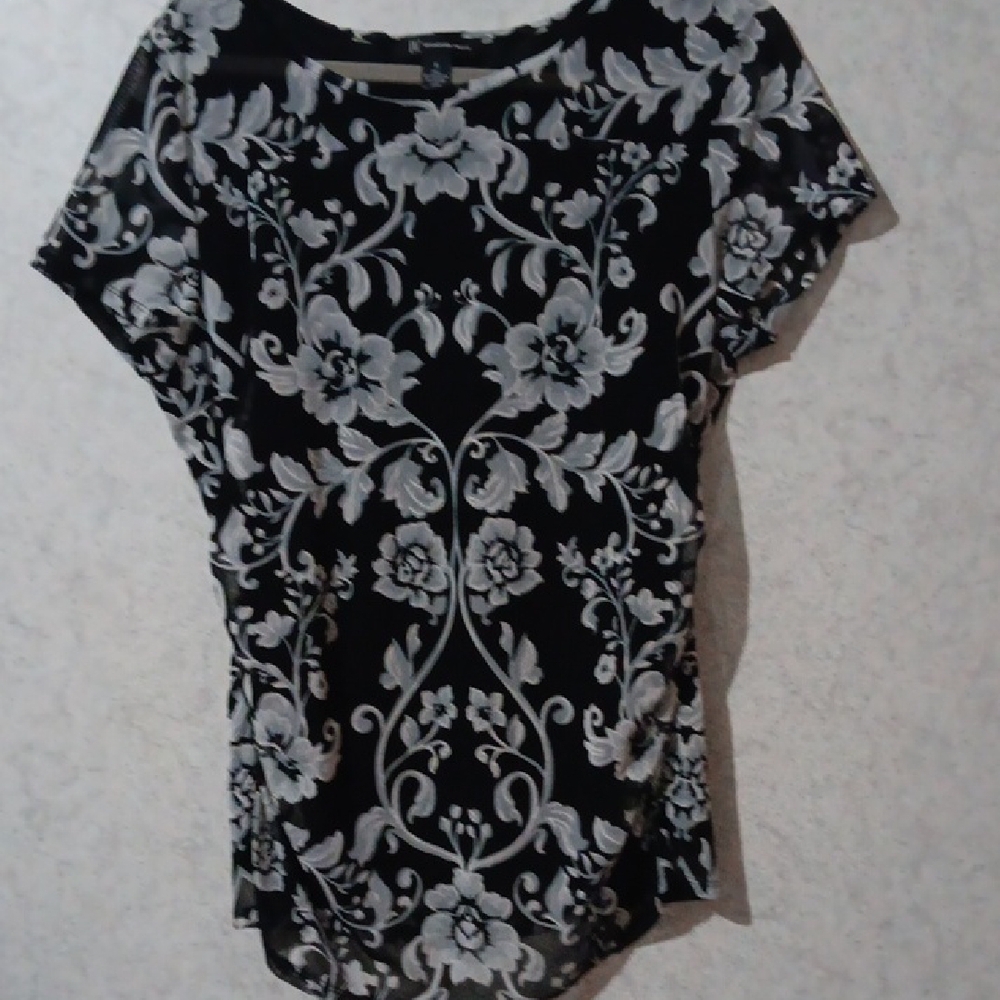 INC International Concepts Black and White Graphic Blouse